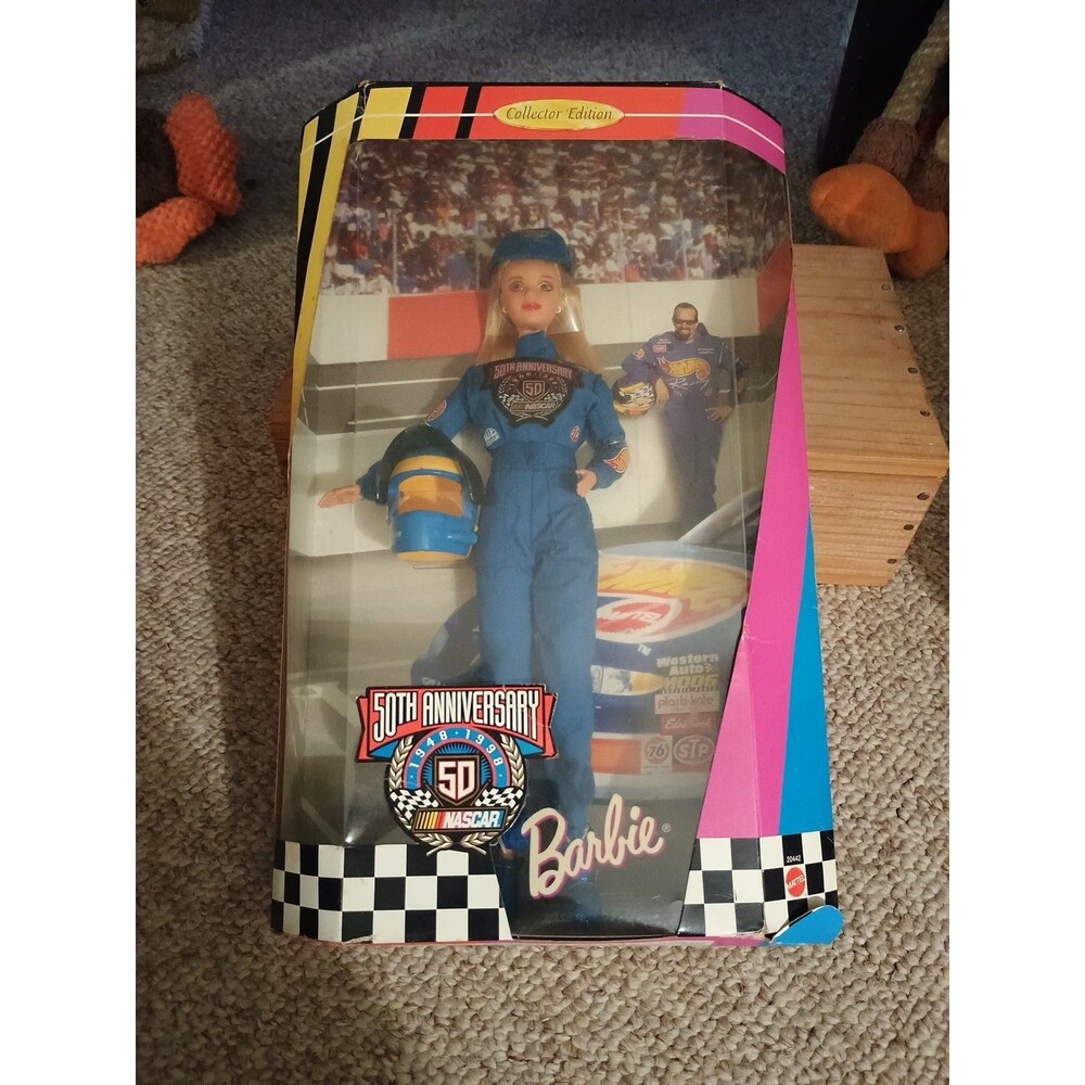 NASCAR Barbie 50th Anniversary Collector Edition 1998 Mattel Box Damage